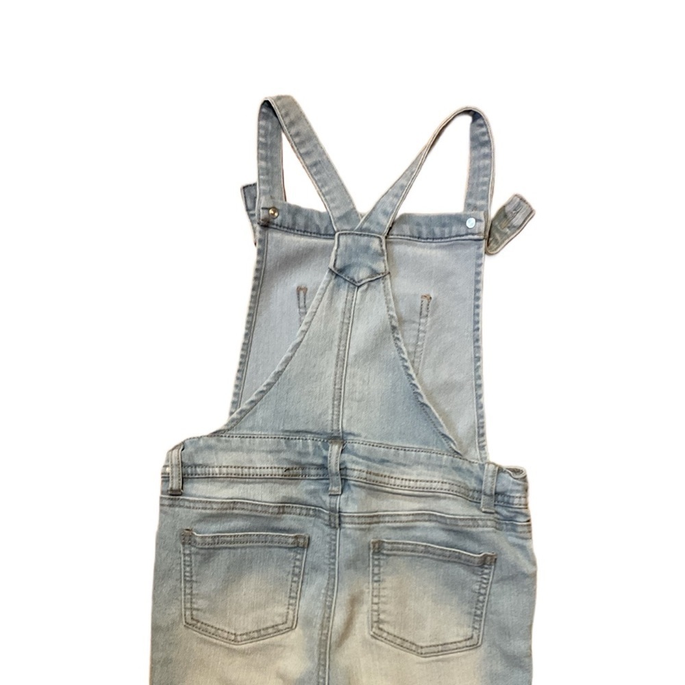 Denim Overalls Lace Trim light wash shorts girls - Picture 3 of 7